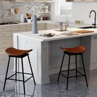 2-delige set Draaibare Barstoelen met Gevoerd Kunstlederen Zitvlak en Voetensteun Moderne Hoge Barstoel Bruin