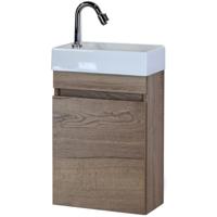 Bonsai Badmeubelset - Tabacco - Keramische Wastafel Fontein Links en Rechts