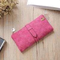 Effen koord nubuck lederen rits lange vrouwen portemonnee telefoon tas portemonnee kaarthouder (Rose rood)