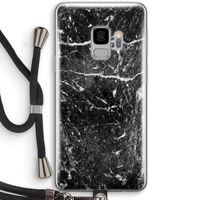 Zwart marmer: Samsung Galaxy S9 Transparant Hoesje met koord