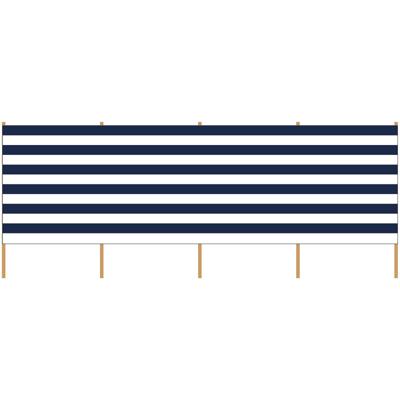 Strand/camping windscherm - gestreep wit/blauw - 4,65 x 1,50 meter - strandscherm