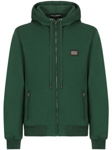 Dolce & Gabbana hoodie en coton à plaque logo - Vert