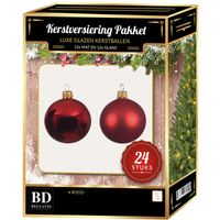 24 Stuks glazen Kerstballen pakket kerst rood 6 cm - thumbnail