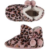 Apollo dames hoge pantoffels/sloffen - luipaard print - roze - maat 37-38