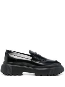 Hogan chunky leather loafers - Noir