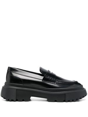 Hogan mocassins en cuir à semelle épaisse - Noir