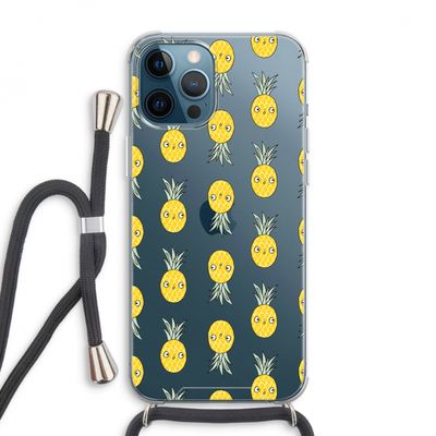 Ananas: iPhone 12 Pro Max Transparant Hoesje met koord