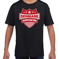 Denemarken / Denmark schild supporter t-shirt zwart voor kinder - thumbnail