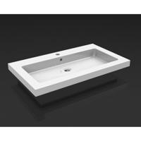 Wiesbaden Kera Wastafel Enkel met 1 Kraangat - 60x46x5cm - Keramiek - Glans Wit