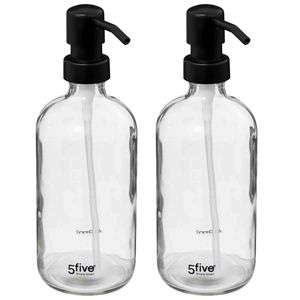 2x Stuks Zeeppompjes/zeepdispensers van glas - transparant - 450 ml - Zeeppompjes