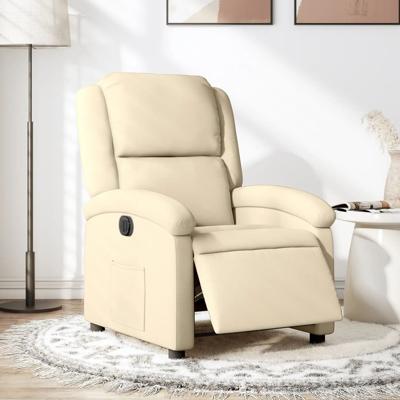 Fauteuil verstelbaar elektrisch stof crèmekleurig
