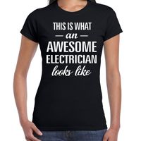 Awesome elektrician / elektricien cadeau t-shirt zwart dames