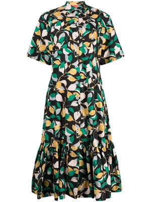 La DoubleJ robe-chemise mi-longue à imprimé graphique - Noir