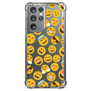 Samsung Galaxy S21 Ultra Doorzichtige Silicone Hoesje Emoji