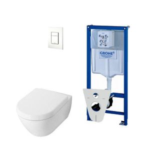 Villeroy & Boch Subway 2.0 DirectFlush ceramic+ toiletset met Grohe reservoir en bedieningsplaat wit 0720003/0729205/0124070/ga26033/