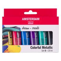 Bruynzeel Amsterdam standard series acrylverf kleurrijke metallic set 20ml, 6dlg.