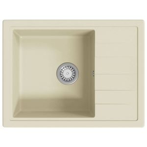 The Living Store Granieten Keukenspoelbak - Beige - 580x440x164mm - Hittebestendig - Krasbestendig - Omkeerbaar