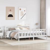 Bedframe zonder matras massief grenenhout wit 200x200 cm