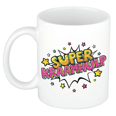 Super kraamhulp cadeau mok / beker wit met sterren 300 ml