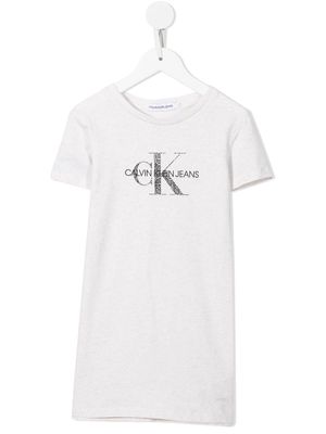 Calvin Klein Kids robe à logo imprimé - Tons neutres