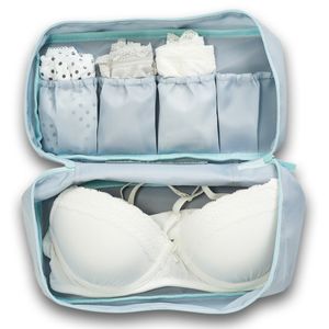 Grijs/blauw lingerie/ondergoed tasje met make-up tasje 27 cm