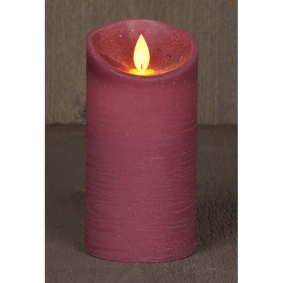 2x Antiek roze LED kaars / stompkaars met bewegende vlam 15 cm