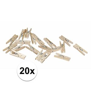 20x mini knijpertjes naturel