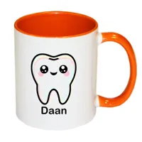 Tandarts mok met naam (oranje)