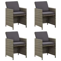 Tuinstoelen 4 st met kussens poly rattan grijs - thumbnail