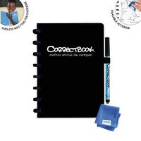 Correctbook A5 Original: uitwisbaar / herbruikbaar notitieboek, gelijnd, Ink Black (zwart) - thumbnail