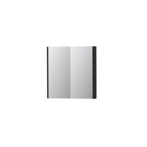 INK SPK2 Spiegelkast - 70x14x74cm - 2 deuren - dubbelzijdige Spiegel - schakelaar en stopcontact - MDF lak zwart mat 1105155