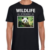 Panda t-shirt met dieren foto wildlife of the world zwart voor heren - thumbnail