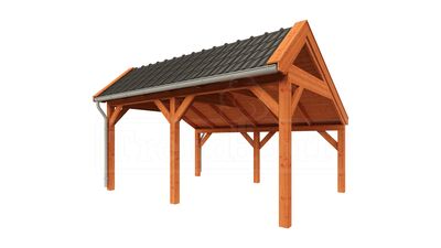 Trendhout Kapschuur De Stee 500x425 cm- Kapschuurdak- Onbehandeld lariks Douglas hout- Trendhout