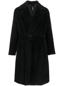 Hevo manteau nervuré à taille ceinturée - Noir