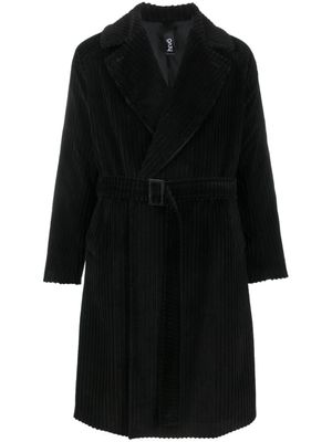 Hevo manteau nervuré à taille ceinturée - Noir