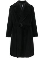 Hevo manteau nervuré à taille ceinturée - Noir