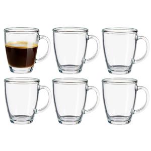 Vivalto Design koffie of thee glazen met oor - 12x stuks - transparant glas - 310 ml