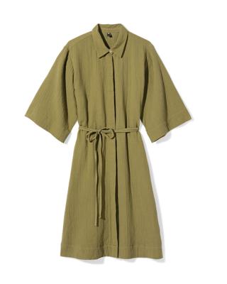 HEMA Damesblousejurk Lynn regular fit mousseline groen (groen)