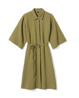 HEMA Damesblousejurk Lynn regular fit mousseline groen (groen)