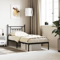Bedframe met hoofdbord metaal zwart 80x200 cm
