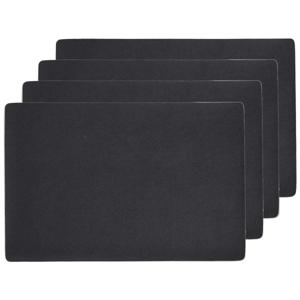 Zeller placemats lederlook - 10x - 45 x 30 cm - zwart - vegan leer - tafel onderleggers