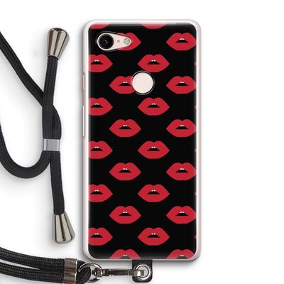 Lips: Pixel 3 Transparant Hoesje met koord