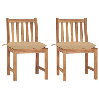 Tuinstoelen 2 st met kussens massief teakhout