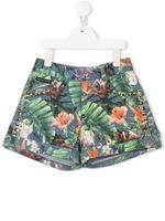 Philipp Plein Junior short clouté à fleurs - Bleu