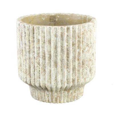 Gabriel Cream cement pot ronde lijnen XXL