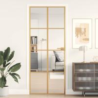 VidaXL Binnendeur smal 83x201,5 cm gehard glas en aluminium goudkleur