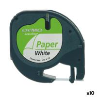 Gelamineerde Tape voor Labelmakers Dymo 91200 12 mm LetraTag® Wit Zwart (10 Stuks)