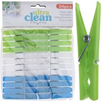 24x Wasgoedknijpers groen/blauw/wit van kunststof 7 cm - Knijpers - thumbnail