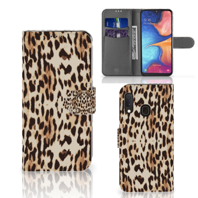 Samsung Galaxy A20e | Telefoonhoesje | Met pasjeshouder | Leopard