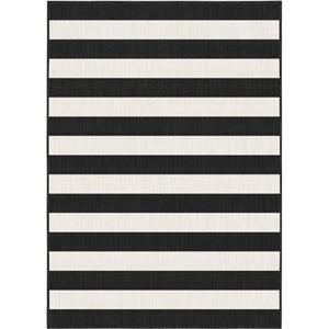 Interieur05 Buitenkleed Stripes zwart|wit dubbelzijdig - 240x340 cm